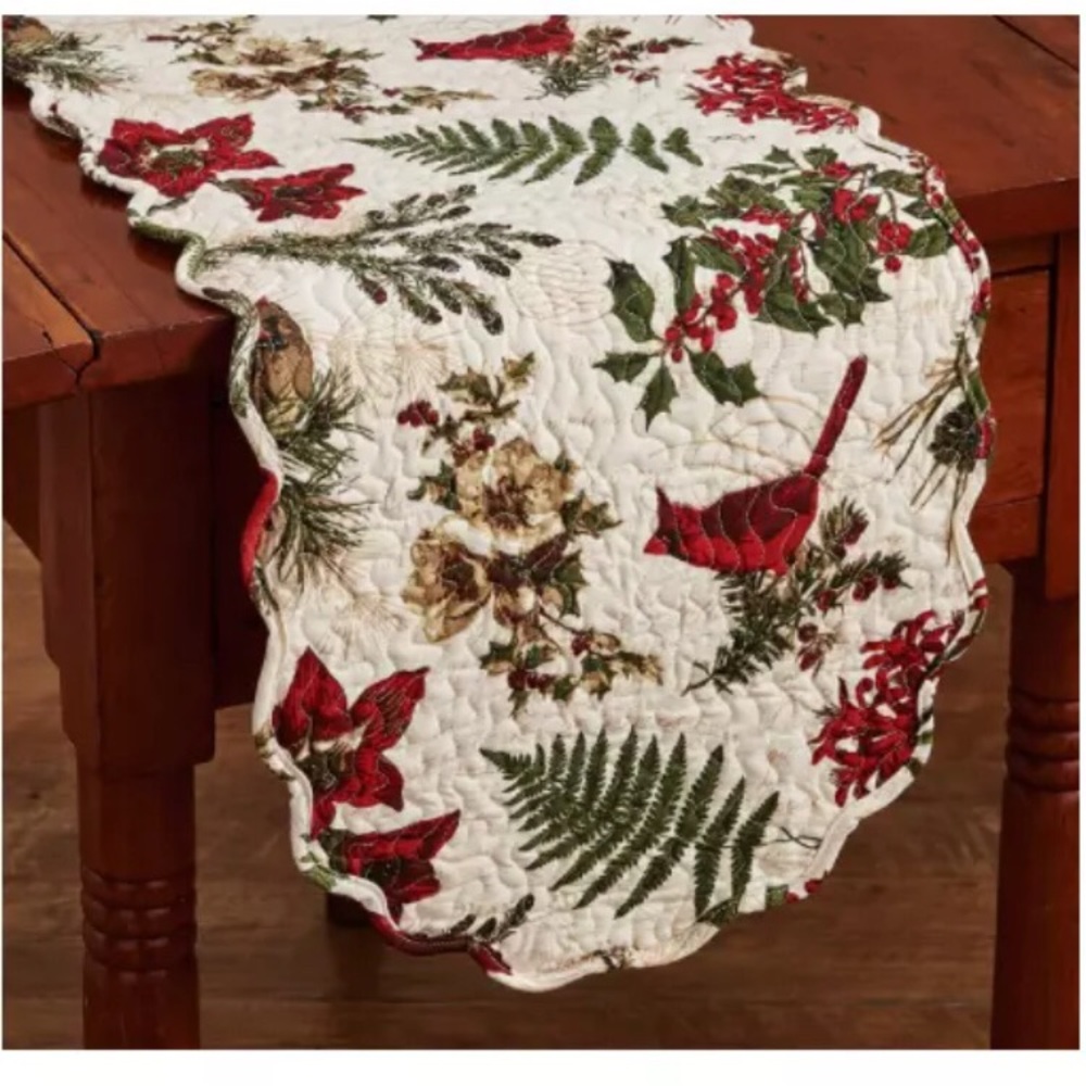 Nature Sings Table Runner 36"Quilted Christmas